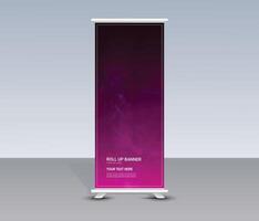 Purple color roll up banner template design vector
