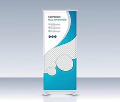 Roll up banner stand design template with abstract shape vector