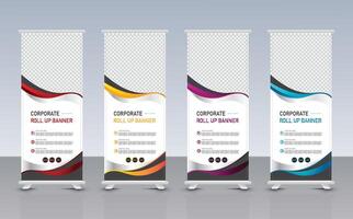 Modern abstract roll up banner template design set vector