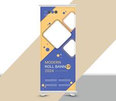 Modern geometric roll up business banner template design vector