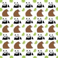 panda, bear with fruit as a pattern background vector