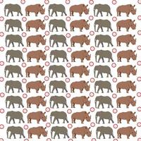 rhino, elephant with fruit as a pattern background vector