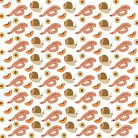 worms, snails with fruit as a pattern background vector