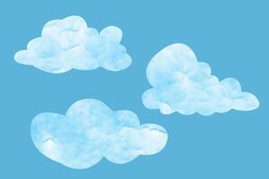 set of watercolor clouds on white background vector