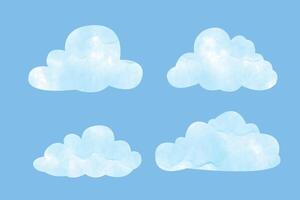 set of watercolor clouds on white background vector