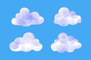 set of watercolor clouds on white background vector