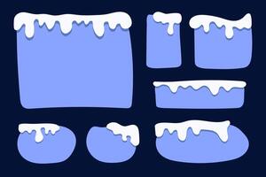 Hand drawn text boxes with snow caps. Winter banner snow cap, snowdrift pile of snow on abstract liquid shapes for text. Holiday decorative labels vector