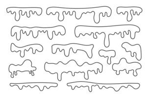 Snow caps and snowdrifts in simple flat style, black shape of snow caps hand drawn on white background vector