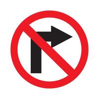 Traffic symbol and right turn prohibition sign icon vector