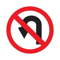 U-turn prohibition traffic symbol vector