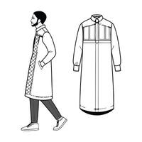 A drawing of a man in a coat and pants vector