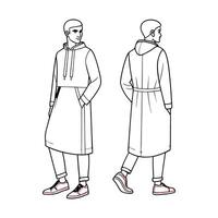A drawing of a man in a hooded coat vector