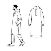 A drawing of a man in a hooded coat vector