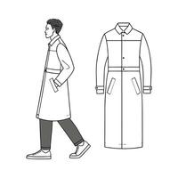 A drawing of a man in a trench coat vector