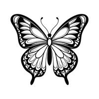 A black and white butterfly with a pattern on it vector