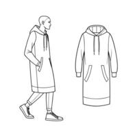A drawing of a man in a hoodie and jacket vector
