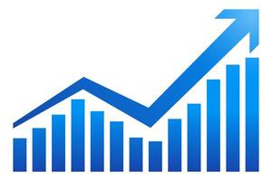 Financial chart with an upward pointing arrow symbolizing growth and profit, representing increasing stock market value, investment success and financial progress, Flat Illustration vector