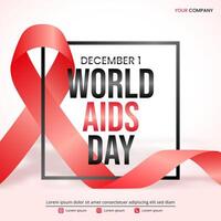 World Aids Day background with a red ribbon vector