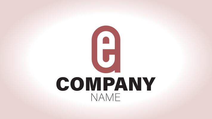 The letter e logo design with a red and white background