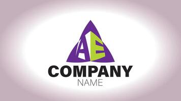 A triangle logo with a purple and green color scheme vector