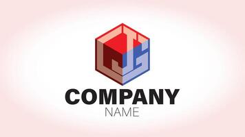 The letter j logo design with a red and blue cube vector