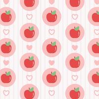 Cute apple and heart pattern. A cute pattern featuring red apples and heart elements on a soft pink background. vector