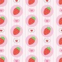 Cute strawberry pattern with hearts. A cute pattern featuring strawberries and heart elements in a soft pink background. vector