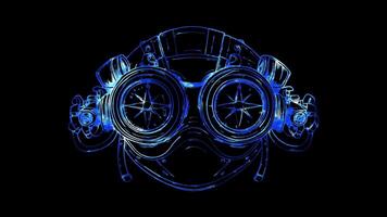 Neon frame effect, Explorer compass, a map, and binoculars on black background video