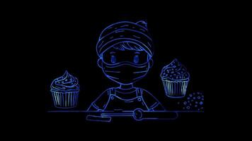 Neon frame effect, Zookeeper cute animals, a zoo sign on black background video