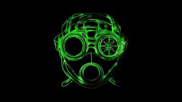 Neon frame effect, Explorer compass, a map, and binoculars on black background video