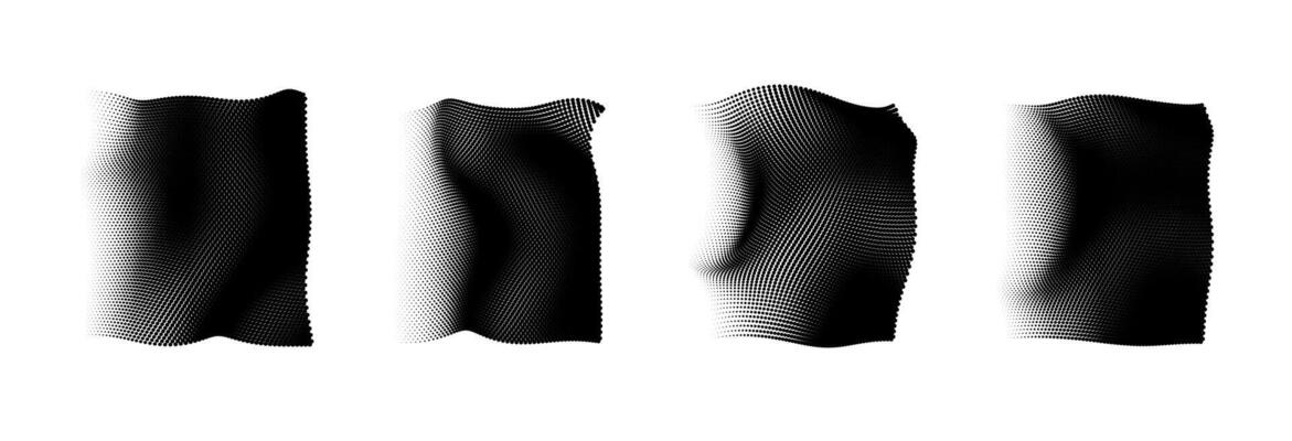 illustration of monohrome halftone abstract shapes with distortion effect