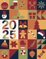 Merry Christmas and Happy New Year minimalist geometric design for banner vector