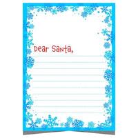 Christmas letter or wish list blank template to complete by kids and send it to Santa Claus during winter holidays. Ready for print or for web document with empty lines and snowflakes decoration. vector