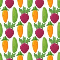 Seamless pattern with hand drawn colorful vegetables. Sketch style set. Vegetables flat icons set cucumber, carrot, beet. vector
