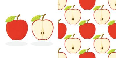 Red Apples Seamless Pattern Tile. Repeating Print. Perfect for Back to School or Apple Picking or Food Packaging. Red Apples Randomly Arranged on White Background. Pattern Swatch is Included. vector