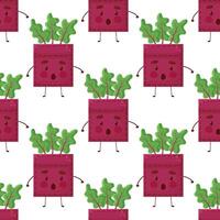 Seamless pattern Beet-shaped patch pocket. Character pocket beet. Cartoon style. Design element. Template for your shirts, books, stickers, cards, posters. vector