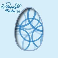 Happy Easter greeting card. 3d paper cut easter egg concept design background. Paper carving egg shape with shadow. vector