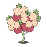 Whimsical floral tree with colorful blossoms in style vector