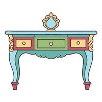 Elegant vintage style console table with colorful drawers in decorative illustration vector