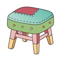 Whimsical patchwork stool with pastel colors in illustration style vector
