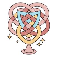 Interwoven pastel goblet with abstract knot and sparkles vector