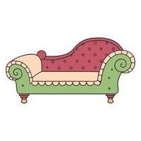 Vintage chaise longue with bright colors and whimsical design vector