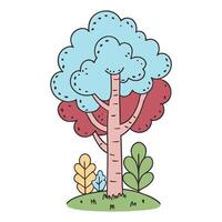 Whimsical pastel tree illustration with colorful foliage vector