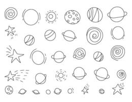 Space objects and symbols set. illustration vector