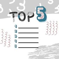 Top 5 list blank. template dsign. vector
