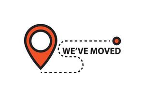 we moved minimal icon with pin. concept of interest land mark like ecommerce delivery or transfer. flat stroke trendy locator logotype graphic art simple design illustration element isolated on white vector