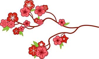 Sakura branch flower on white background. cartoon graphic Elements are isolated on a white background. Design for printing on cards, invitations vector