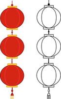 Chinese Lantern New Year red and gold. for banner, greeting card. isolated cartoon illustration vector