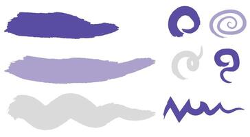 Paint brush strokes and abstract squiggles set. Design elements isolated on white background. vector