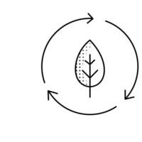 A leaf is shown in a circle with arrows pointing to it vector
